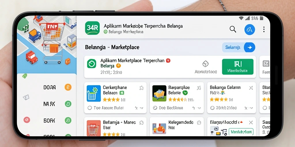 Tampilan antarmuka aplikasi Marketplace 34R yang intuitif dan mudah digunakan.