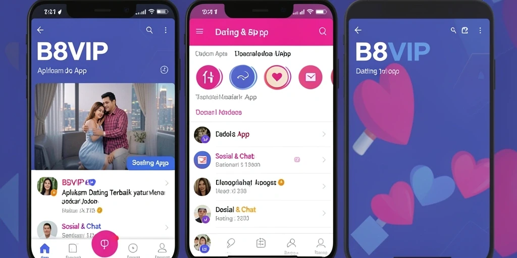 Tampilan antarmuka utama B8VIP yang sederhana dan menarik untuk sebuah Dating App.