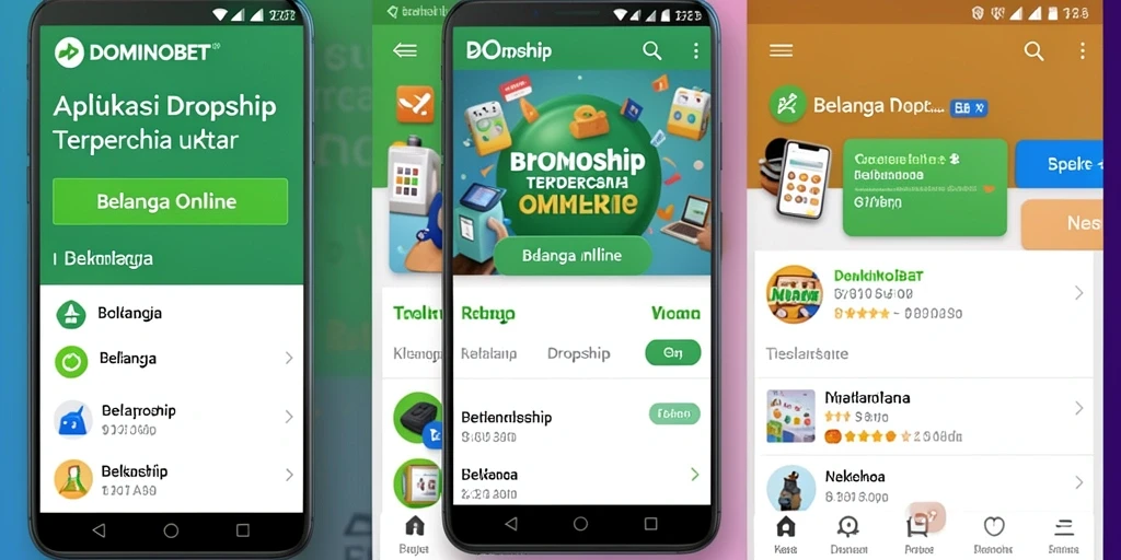 Tampilan antarmuka aplikasi Dropship DOMINOBET yang intuitif.