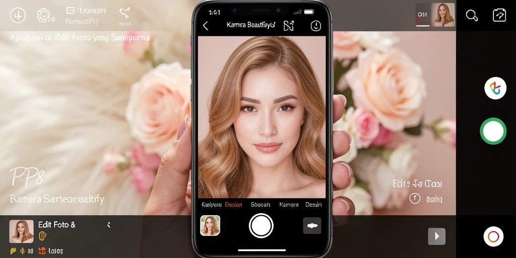 Antarmuka pengguna RP8 dengan berbagai fitur Kamera Beautify.