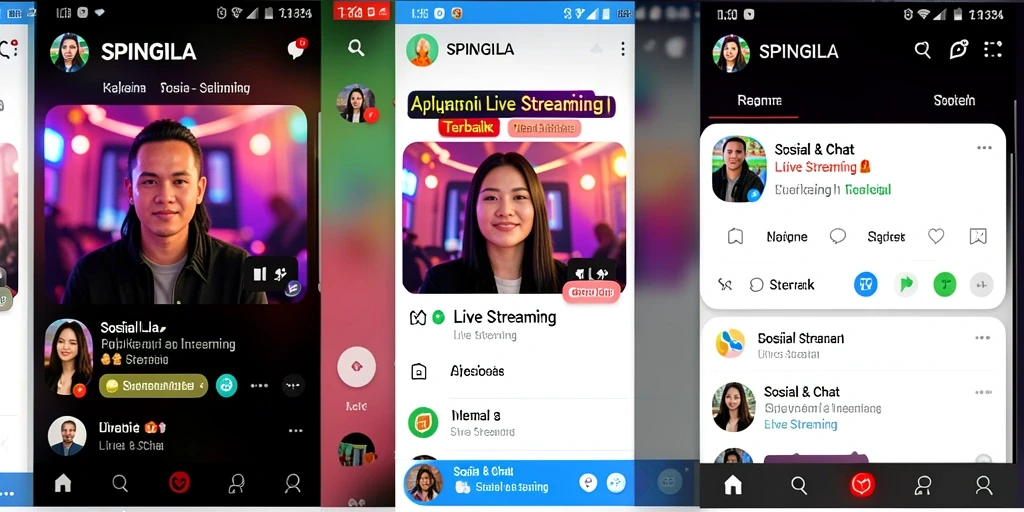 Antarmuka utama SPINGILA menampilkan streaming langsung yang dinamis dan interaktif.