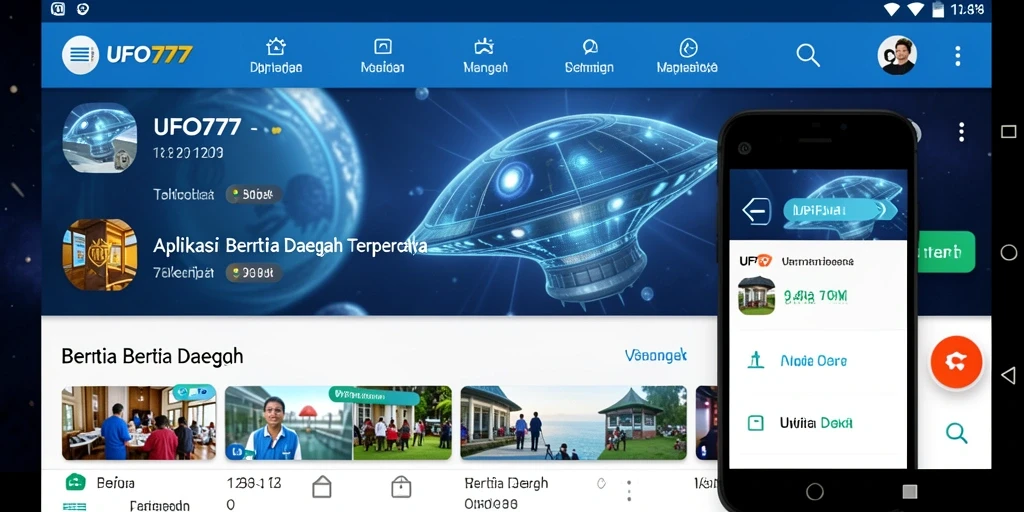 Antarmuka aplikasi UFO777 yang menampilkan berita daerah terbaru.
